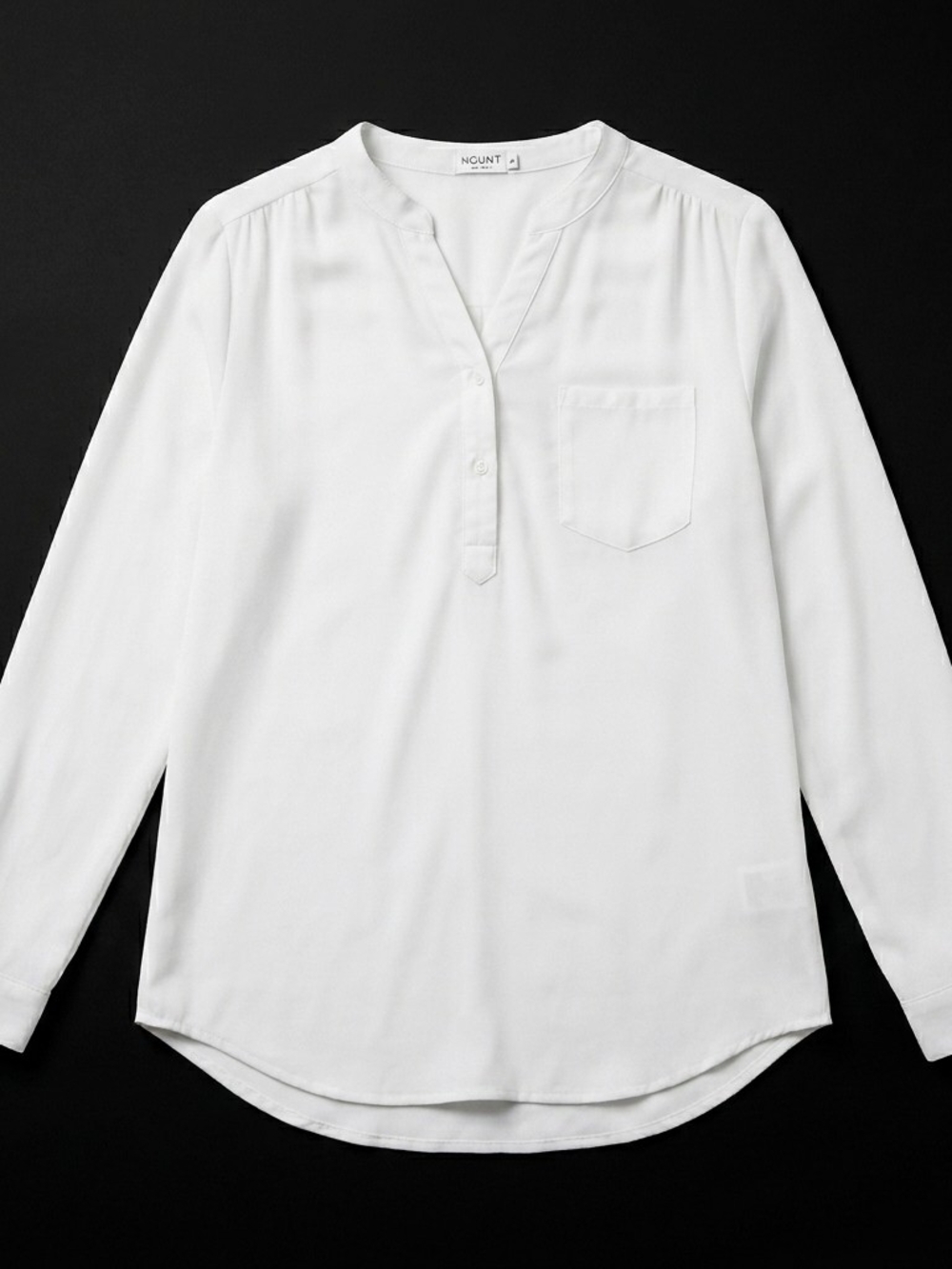 White Long-Sleeve Blouse Roll Tab Sleeve Women's Large #141